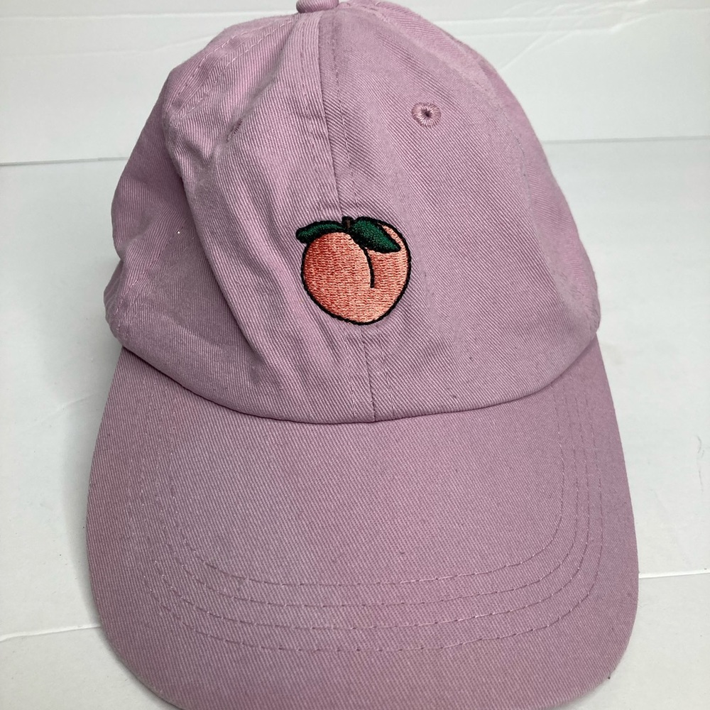 Light Purple Graphic Peach Emoji Hat Adjustable